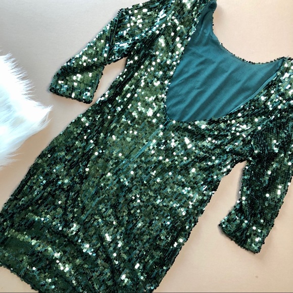 Green Sequin Mini Cocktail Dress - Picture 12 of 16